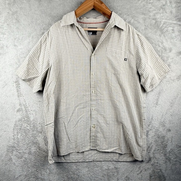 Marmot Other - Marmot Button Up Shirt Mens XL‎ White Brown Plaid S/S Outdoor Gorp Grunge FLAW